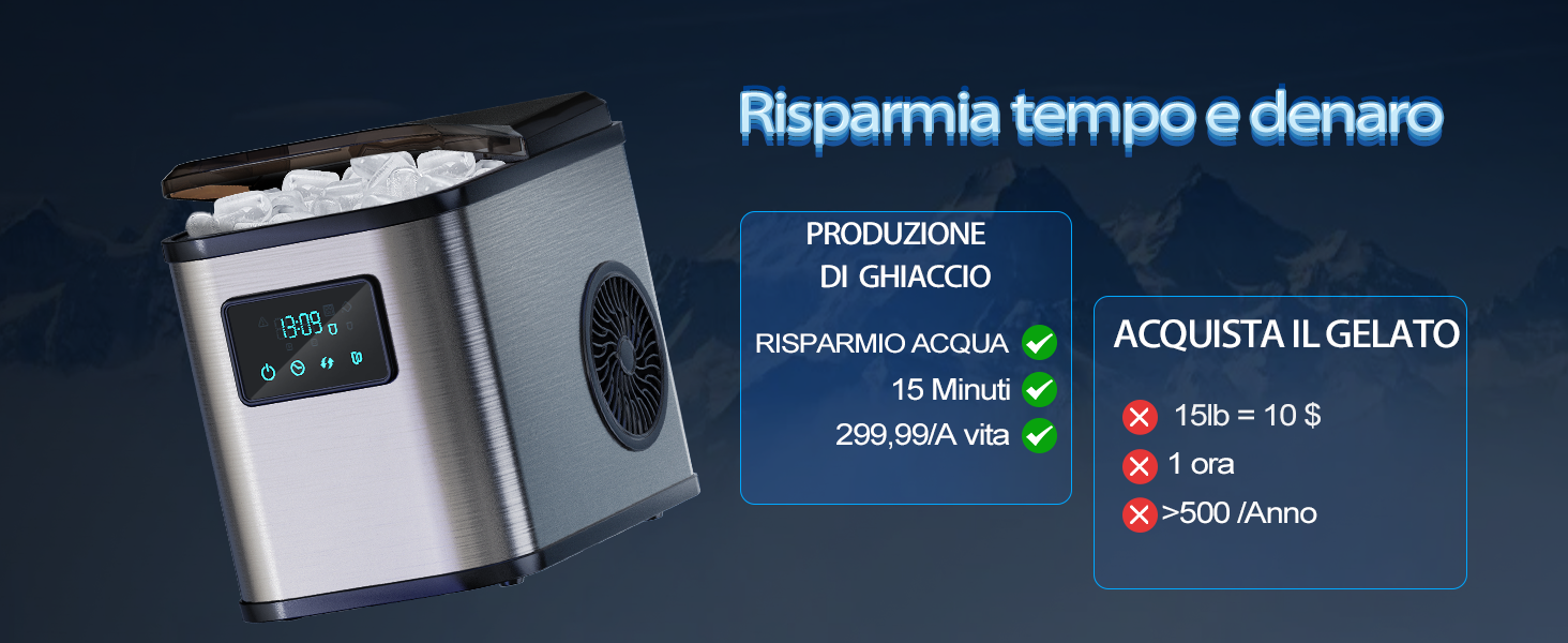 Macchina per cubetti di ghiaccio con contenitore refrigerante